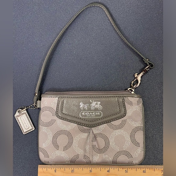 Coach Handbags - Coach Signature Madison Dotted Wristlet Wallet Purse Silver / Grey